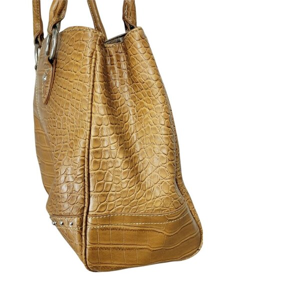 Tommy Hilfiger Tan/Light Brown Leather Shoulder Bag Purse Toe Faux Croc - Picture 6 of 8